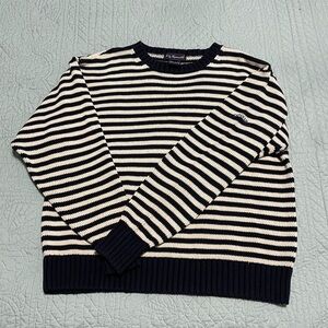 Faconnable Black and White Striped Sweater